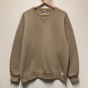Vintage 90s Made in USA Tan Blank Russell Crewneck Sweatshirt